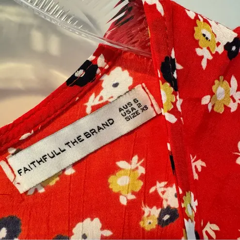 Faithfull the Brand Ari Midi Dress Jasmine Red | Size XS