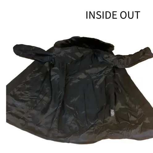 Fleet Street BLACK WOOL W/FOX FUR COLLAR COAT (M)