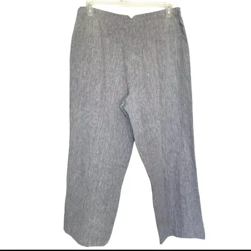 Monterey Bay 100% Linen Dress Pants High Waist Gray Button Minimalist Plus Sz 16
