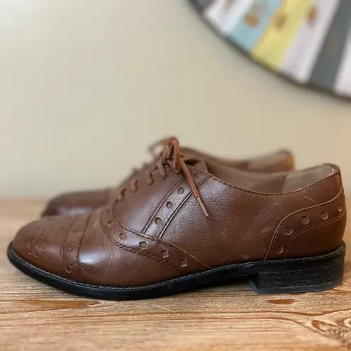 Miz Mooz | Monaco Women's Brown Leather Oxford Wingtip Lace-Up Shoes 7.5