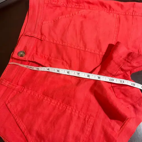 Evereve Women's Red Linen Blend High Waist Shorts - Size 26