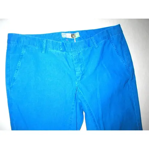 New NWT Designer MSGM Skinny Moto Pants Blue Italy 42 Womens 6 Crop Flat Front