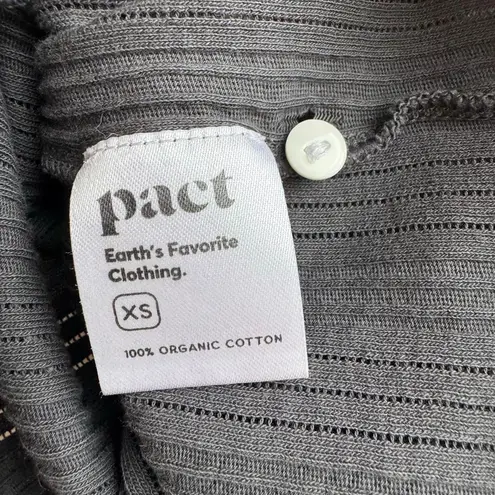 $5/$25 Pact 100% Organic Cotton Gray Ribbed Button Henley Ruffle Tank Size XS