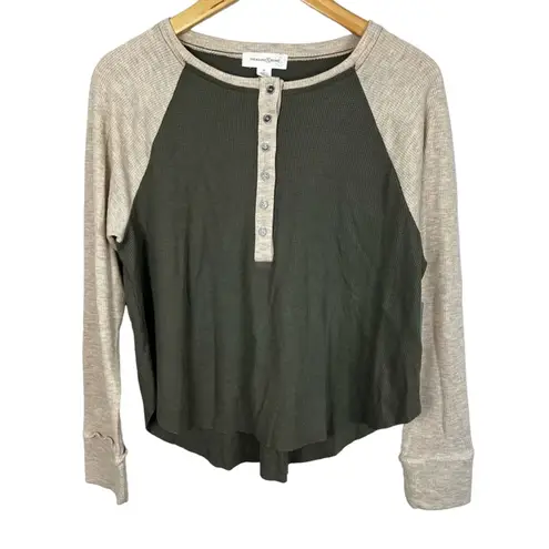Treasure & Bond Knit Henley Long Sleeve Thermal Oatmeal Green Size Medium NWT