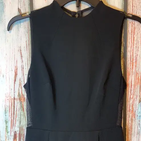 Alice + Olivia NWT  Employed Black Sleeveless Dress with Mesh Panels &Double Slit