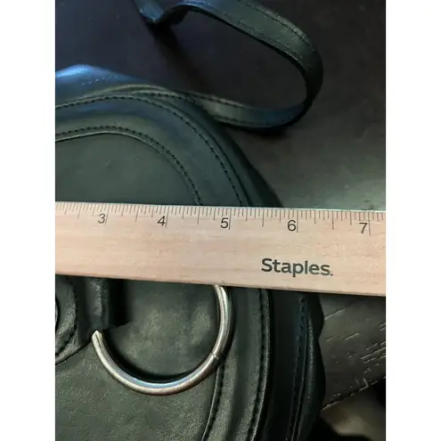 8 by YOOX Crossbody Bag Womens Black Calfskin Leather Ring Flap Made in Italy