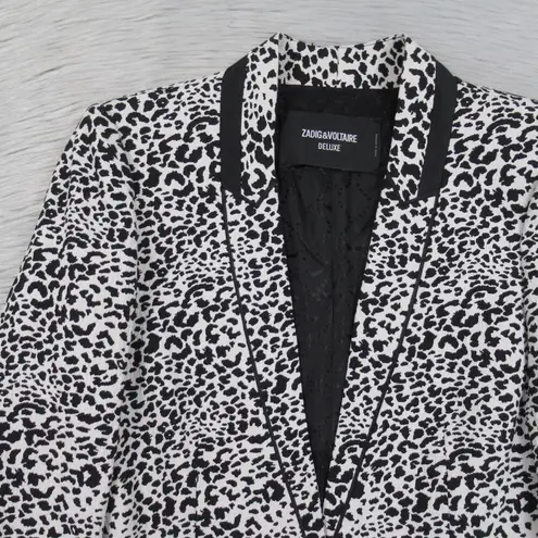 Zadig & Voltaire Vegam Leopard Deluxe White/Black Jacquard Blazer 36 US Small