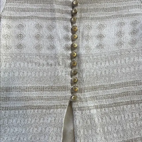 Vintage Pride & Joy Cream Textured Knit Longline Button Up Cardigan Blouse Gold Size 6P