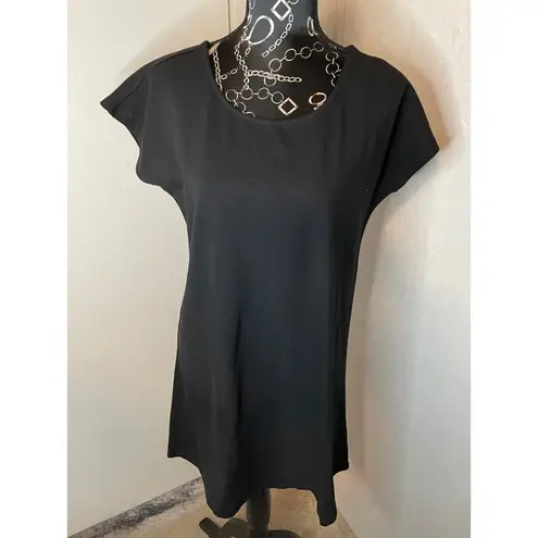 Bobeau Black T-Shirt Dress Casual Everyday Short Sleeve Womens Basic Minimalist