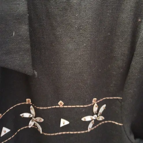 Alfred Dunner Size10 Womens Black 3/4 Sleeve Jacket Shirt Top Embroidered Size 10