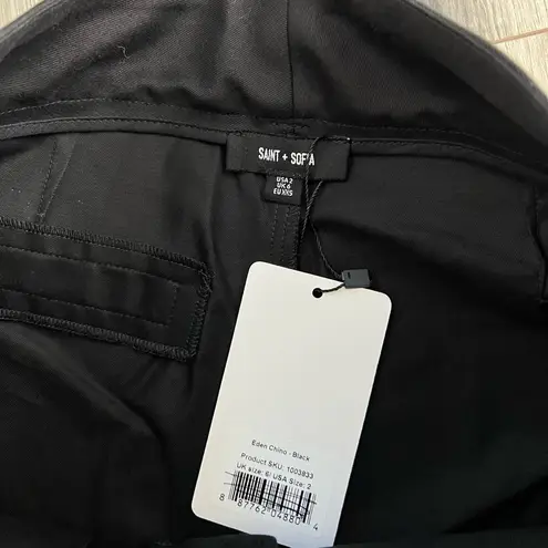 NWT Saint + Sofia Eden Chino Pants in Solid Black | US 2