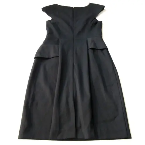 Black Halo NWT Dame in Black Peplum Side V-neck Tailored Stretch Sheath Dress 6