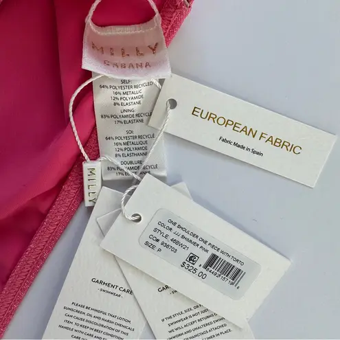 Milly Shimmer Pink One-Shoulder One-Piece Swimsuit Size Medium NWT