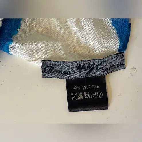 Renee’s NYC Accessories Y2K Viscose Blue and White Striped Scarf with Tassels