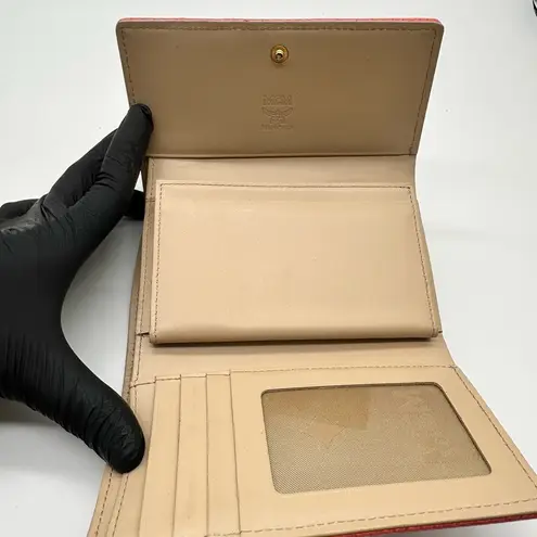 MCM Tan and Pink Wallet with Signature Monogram