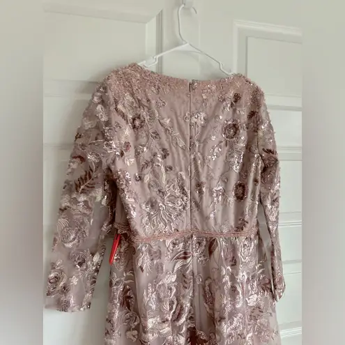 Mac Duggal Mac Duggal Embellished V Neck Illusion Long Sleeve A Line Gown- NWT