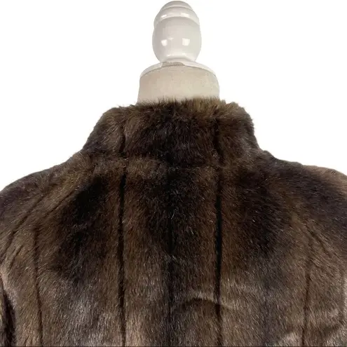 Alpine Studio Women's Fur Faux Brown Cropped Coat Jacket Size Medium