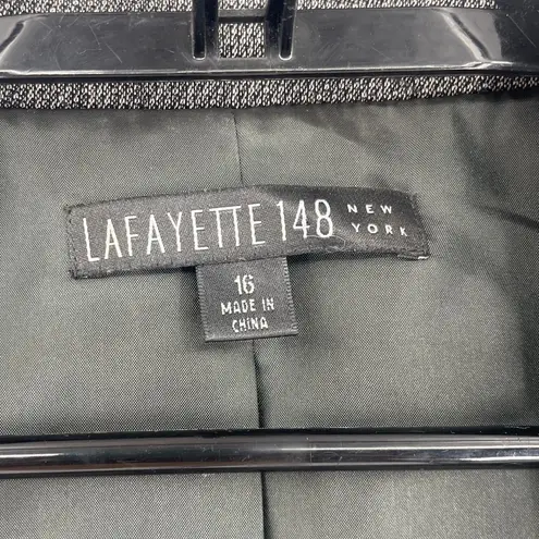 Lafayette 148 Virgin Wool Pin Check Womens Blazer Sz 16 Academia Preppy 2 Button Gray