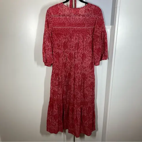 Xirena Morgan Floral Bandana Print Midi Dress Red Flag size xs 100% cotton Red