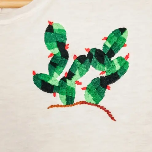 Anthropologie |Tiny Cactus Embroidered Tee