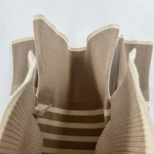 Rails Tessa Sweater Merino Wool Sand Striped Quarter Zip Mock Neck Sweater L