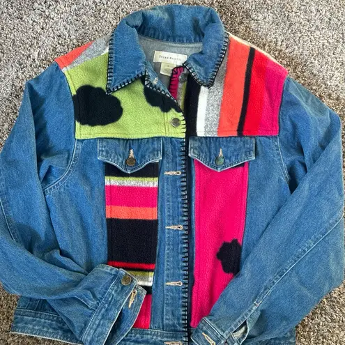 Susan Bristol Women's Denim Jacket, Large, Multicolor Stitch Fleece Patch