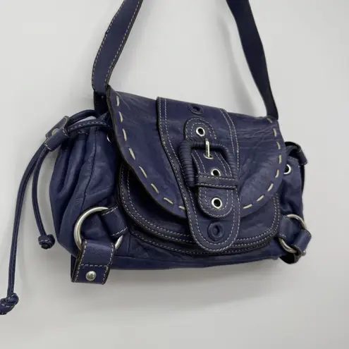 Hype Blue/Purple Leather Buckle Shoulder Bag Y2k Style Blue