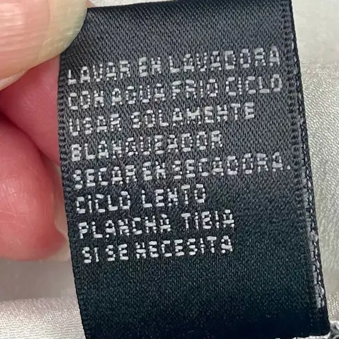 August Silk 1/2 Button Long Sleeve Blouse Large