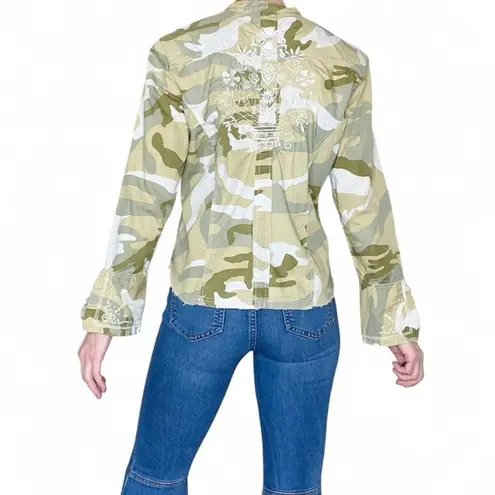 Mixit Camouflage Floral Embroidery Utility Button Down Shirt