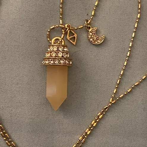 28” to 30” Necklace 1” Quartz Pendant Rhinestones Top Moon Diamond Charm Gold