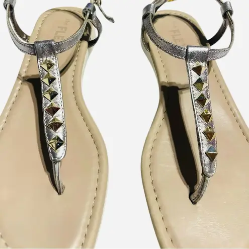 The Flexx Mod Silver and Gold Studded Strap open toe Sandals size 7.5