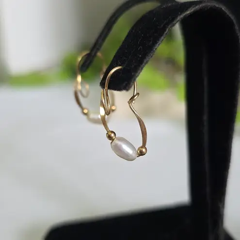 Vintage Freshwater Rice Pearl Necklace and Earrings Pat 537965 Gold