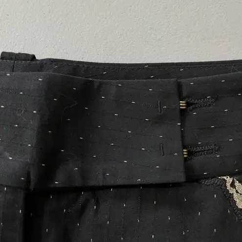 Tom K Nguyen Black Dot and Lace Embellished Wide Leg Trouser Pants NEW Y2K Sz 10