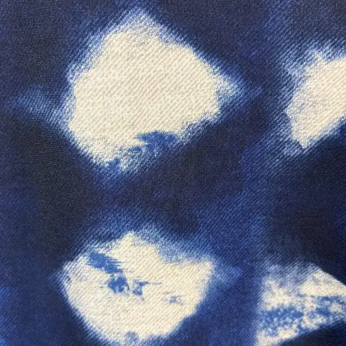 Clara Sun Woo Top Small Blue Green Gray Artsy Pattern Jersey Stretch 3/4 Sleeve