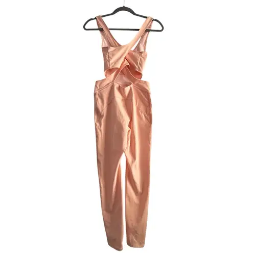 Free People  Back It Up Cutout Crisscross Back Jumpsuit Size S Peach