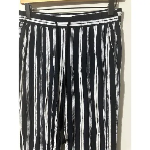 Waverly Grey Striped Pants Women's Size S Black White Drawstring Casual