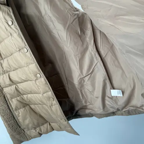 J. Jill Down Vest Size Large Quilted & Smocked Puffer Winter Fall Lightweight Tan