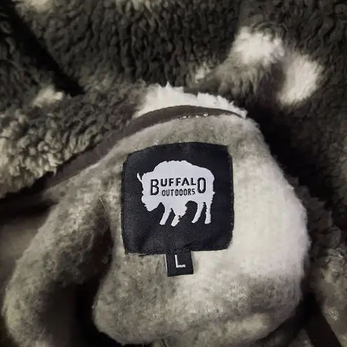 Buffalo Outdoors Jacket Womens Large Gray Sherpa Tie Dye Pullover Quarter Zip