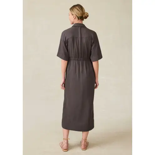Faherty Topanga Drape Shirtdress Tencel Linen Blend Washed Black Small