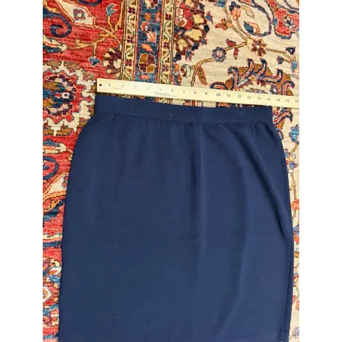 St. John Collection Navy Santana Knit Pencil Skirt Classic Pull-On Size 12