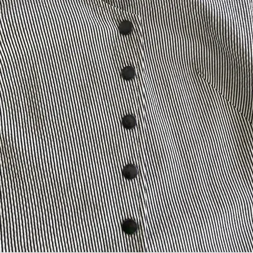 Akris Punto Striped Cotton Blazer Sz. 14 Luxury Designer Swiss Tailored Jacket