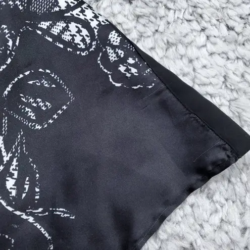 READ Filomena Fernandez White Black Floral Button Front Tunic Blouse One Size OS