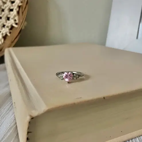 Pink Heart Promise Ring Silver Girly “Constanta” Elegant Coquette Blush Jewelry