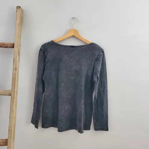 One World Navy Blue Long Sleeve Bling Tee Size L