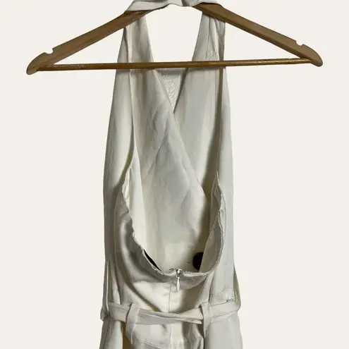 Reiss Giovanna White Sleeveless Halter Double Breasted Wide Leg Jumpsuit Size 2