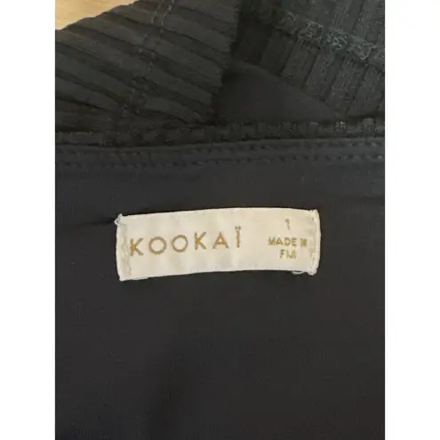 Kookai Women's Black Strapless Sleeveless Ribbed Knit Tube Bandeau Crop Top 1