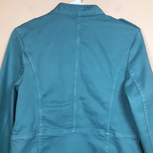 Talbots  Women’s Military Style Denim Jean Teal Blue Royal Button-Up Jacket