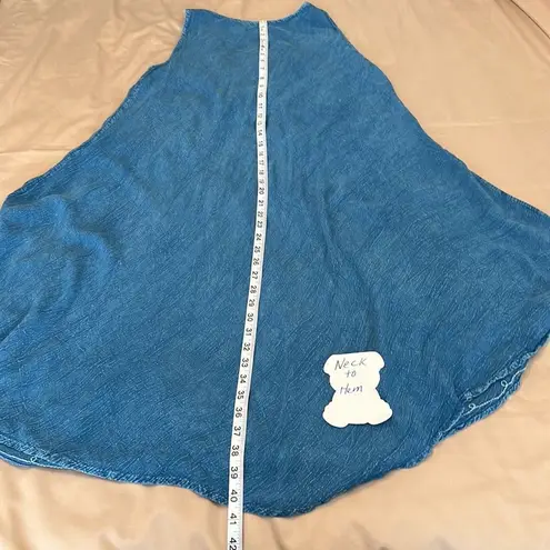 Kona Sol szM denim blue sundress w/embroidery at neck & hem flowy soft GUC