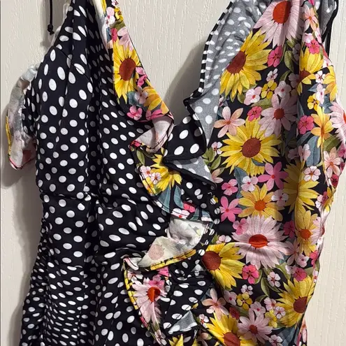 For Love & Lemons 💖  Mochi Shirred Polka Dot Floral Mini Dress