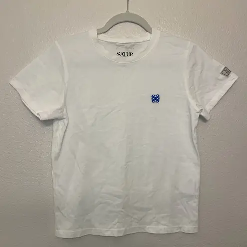 SATUR Classic Small Logo Short Sleeve White T